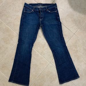 boot cut blue jeans